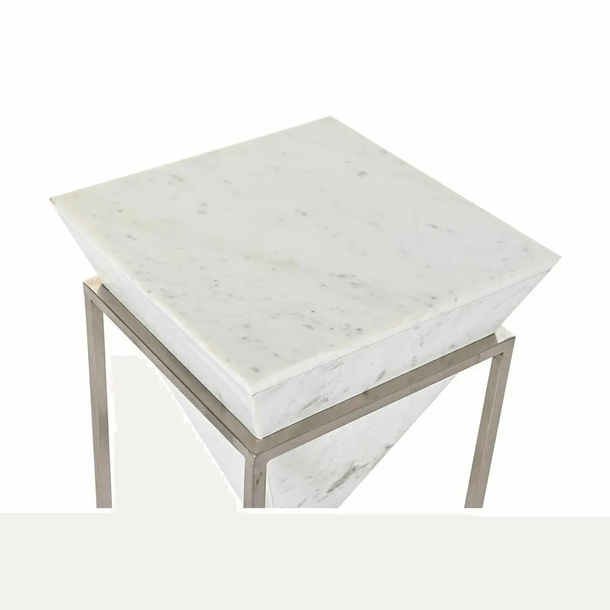 Side Table Silver Metal White Marble Modern. - Londecor