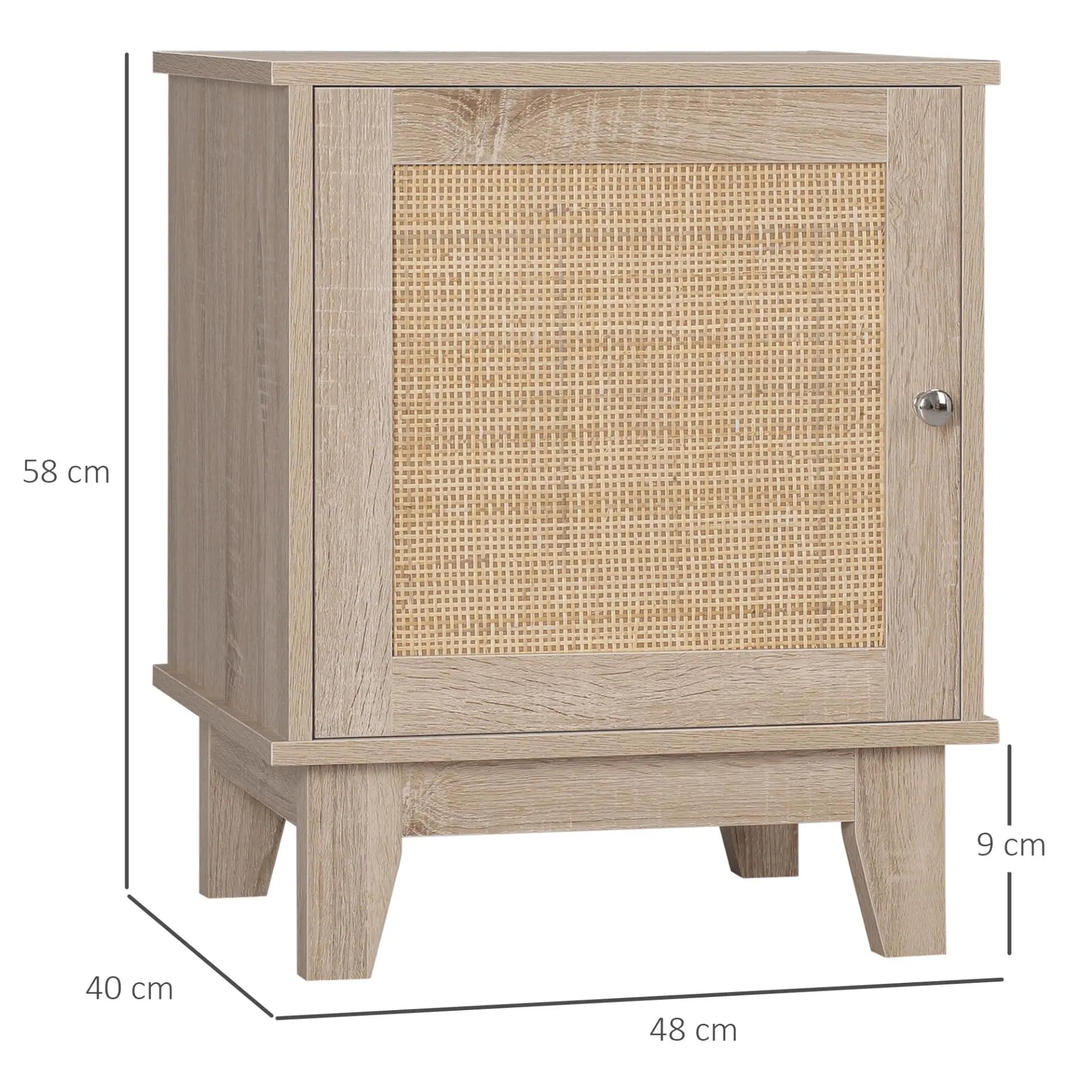 Natural Bedside Table with Storage Cupboard. - Londecor