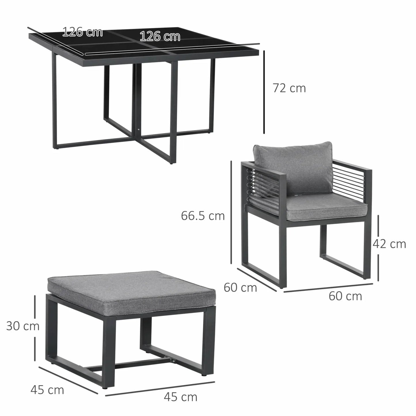 8 Seater Garden Dining Cube Set Aluminum Outdoor Furniture. - Londecor
