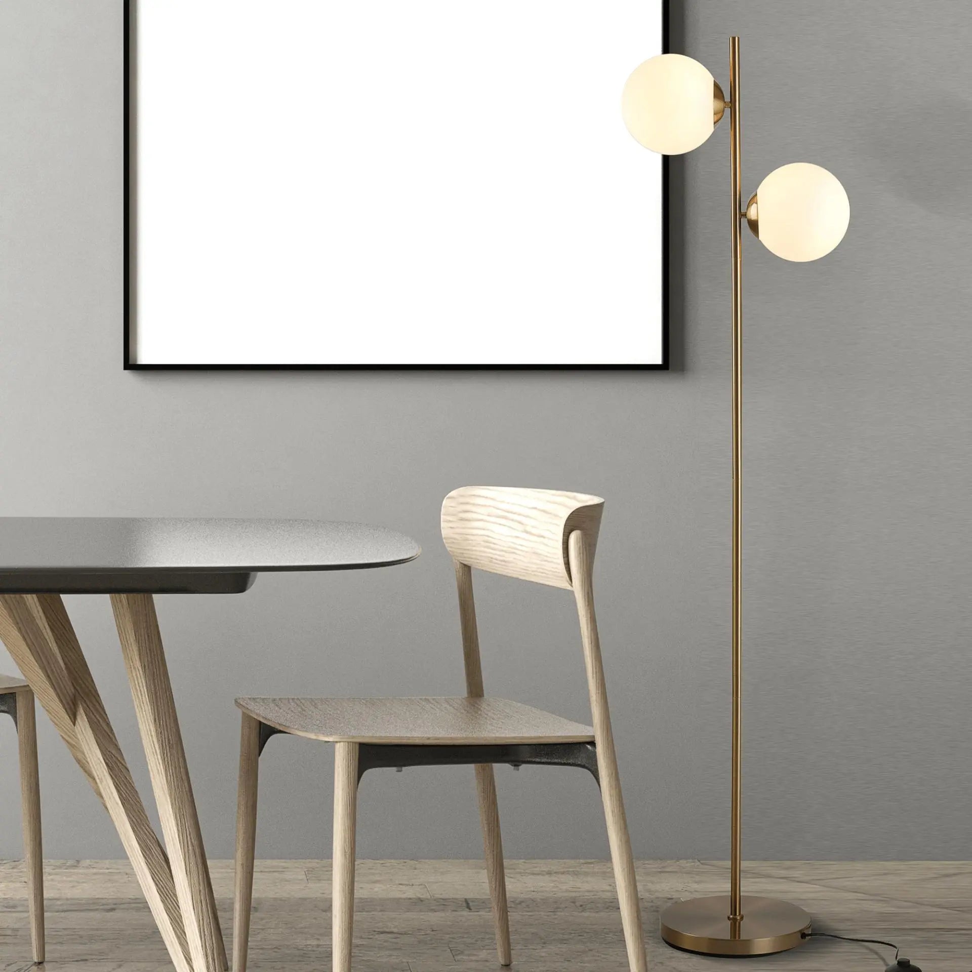 Glass Shade Floor Lamp Modern Decorative w/ Floor Switch - Londecor