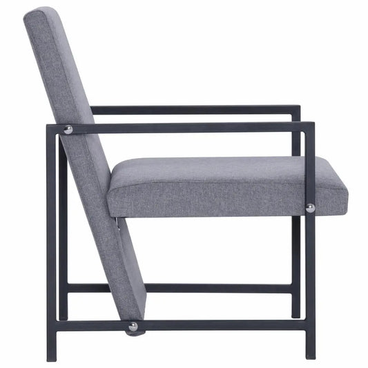 Armchair with Chrome Feet Light Grey Fabric - Londecor