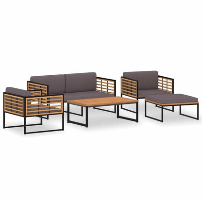 5 Piece Garden Lounge Set Solid Acacia Wood and Steel - Londecor
