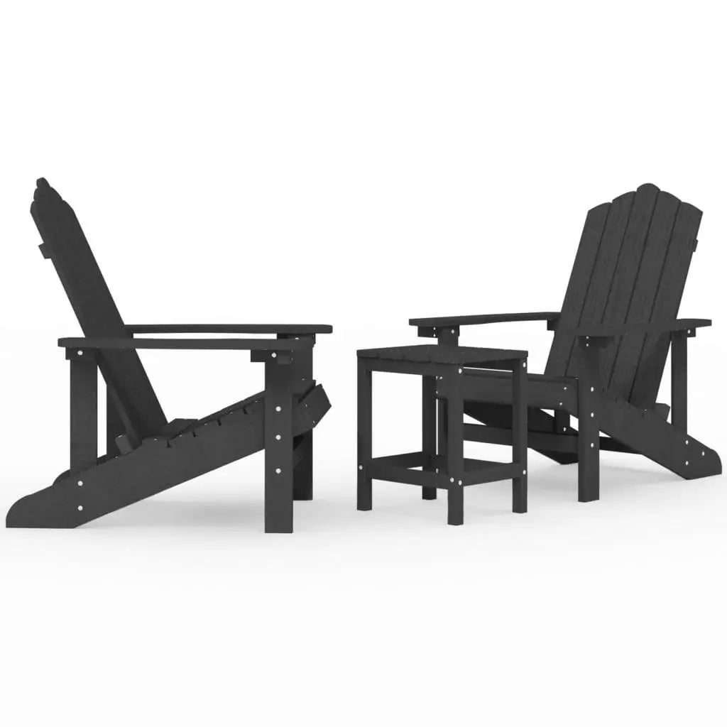 Garden Adirondack Chairs with Table HDPE Anthracite Londecor