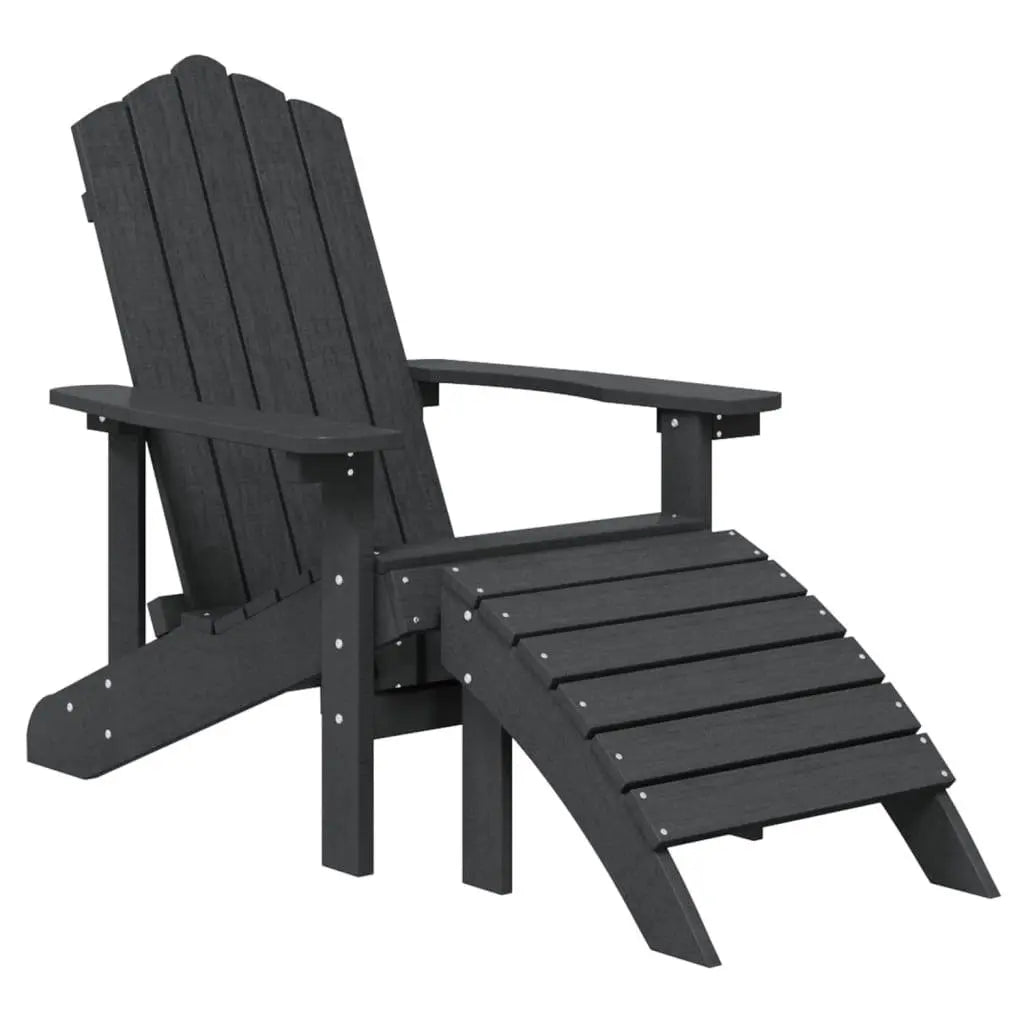 Garden Adirondack Chair with Footstool & Table HDPE Anthracite Londecor