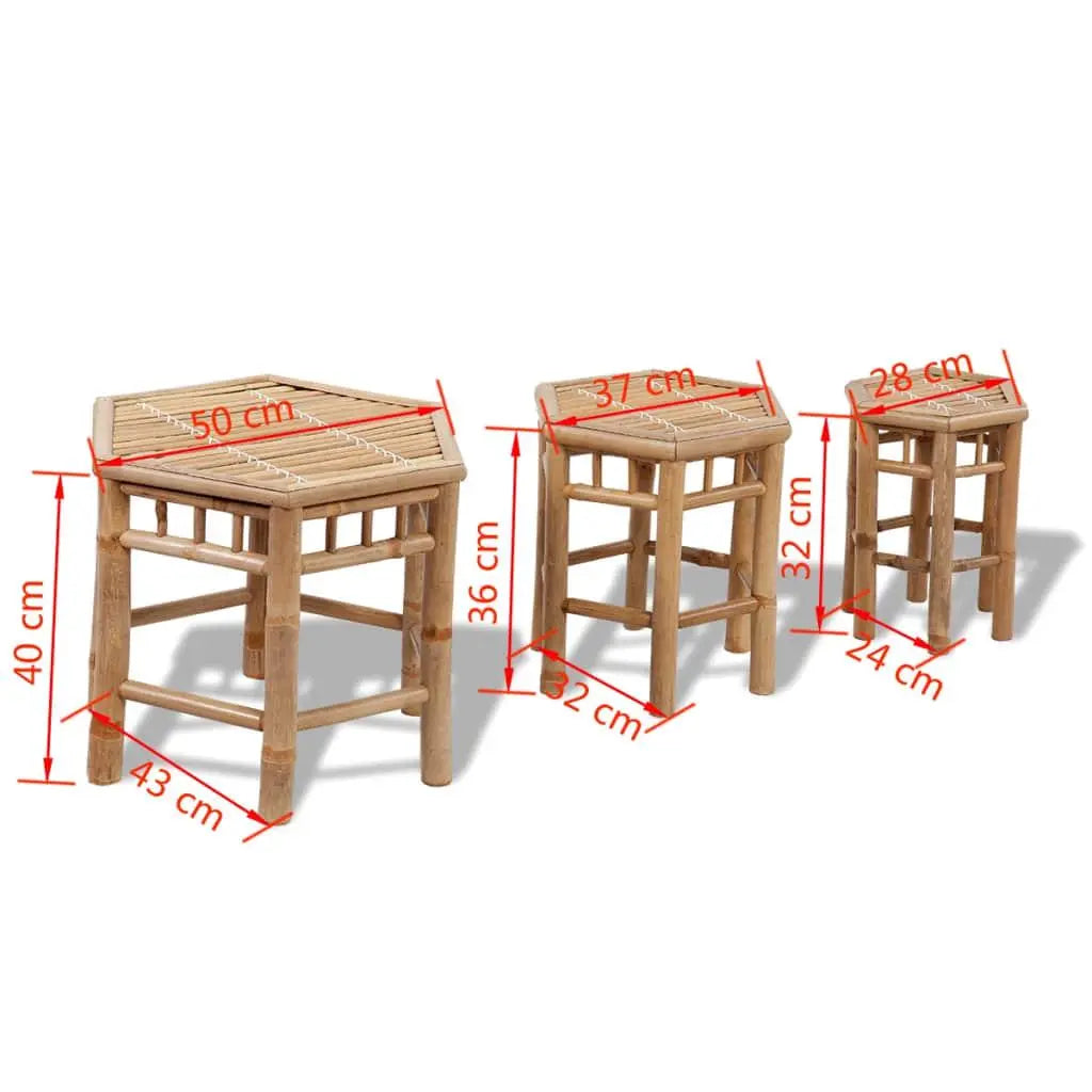 Garden side tables 3 pcs Bamboo Londecor