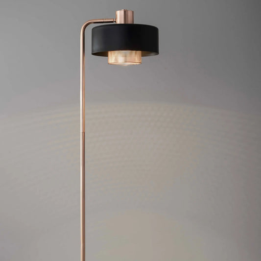 Copper Task Floor Lamp With Black Drum Shade Londecor