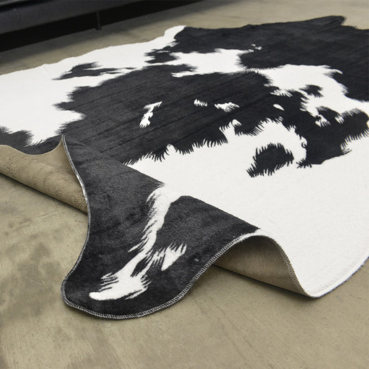 Shaped Whole Big Black Cow Carpet With Imitation Animal Pattern