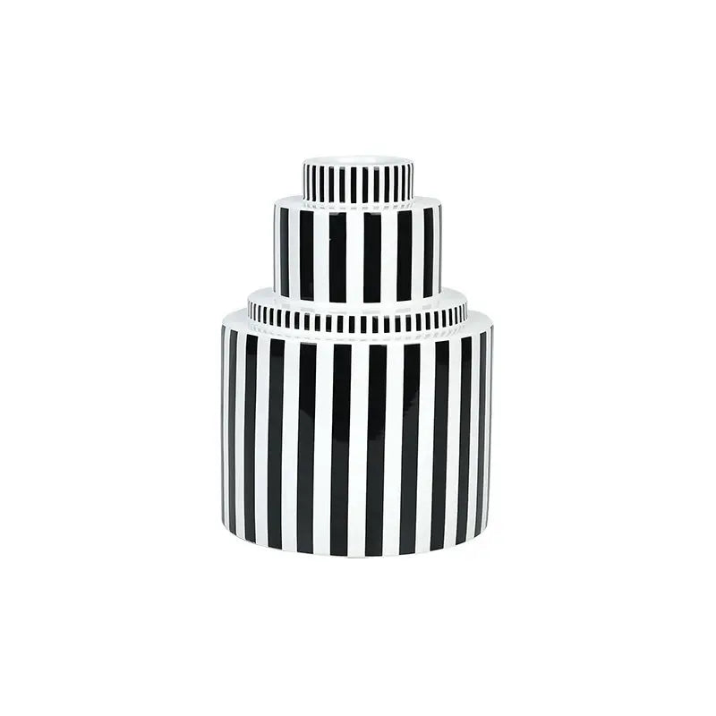 Black and white striped ceramic vase Londecor