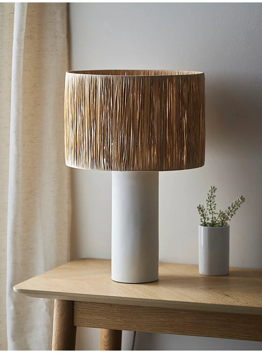 Concrete & Raffia Table Lamp