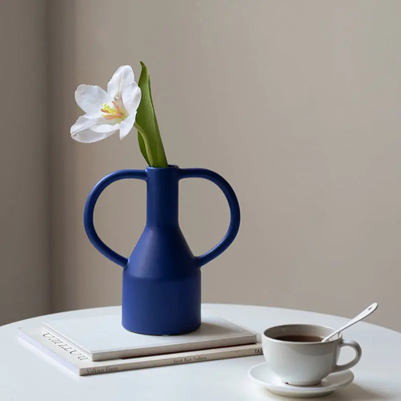 Klein Blue Creative Binaural Ceramic Decorative Vase Ornament Londecor