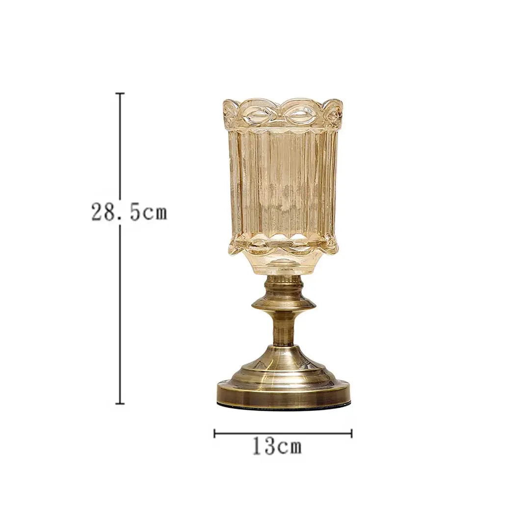 28.5cm Transparent Glass Flower Vase with Metal Base Filler Vase-1