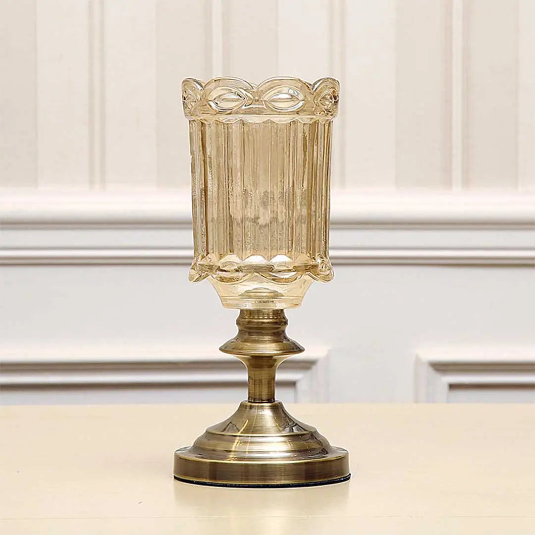 28.5cm Transparent Glass Flower Vase with Metal Base Filler Vase-3