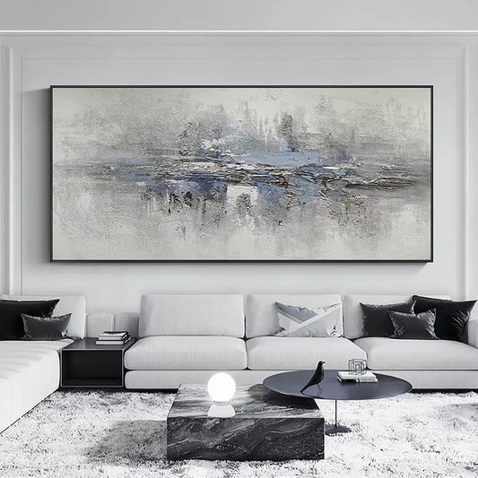 Gray Abstract Painting Blue Gray Canvas Painting - Londecor