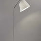 Brushed Steel Floor Lamp Black Marble Block Base and Angled White Linen Shade-0