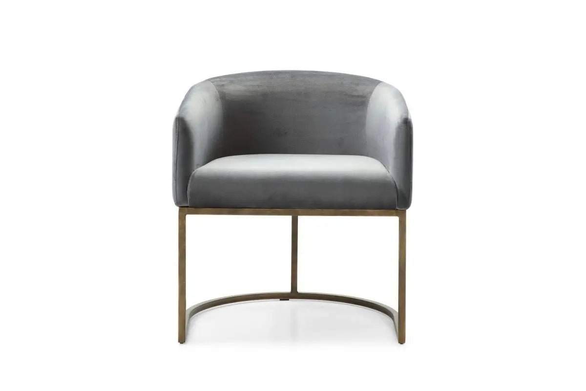 Gray Velvet Brass Modern Dining Chair-2