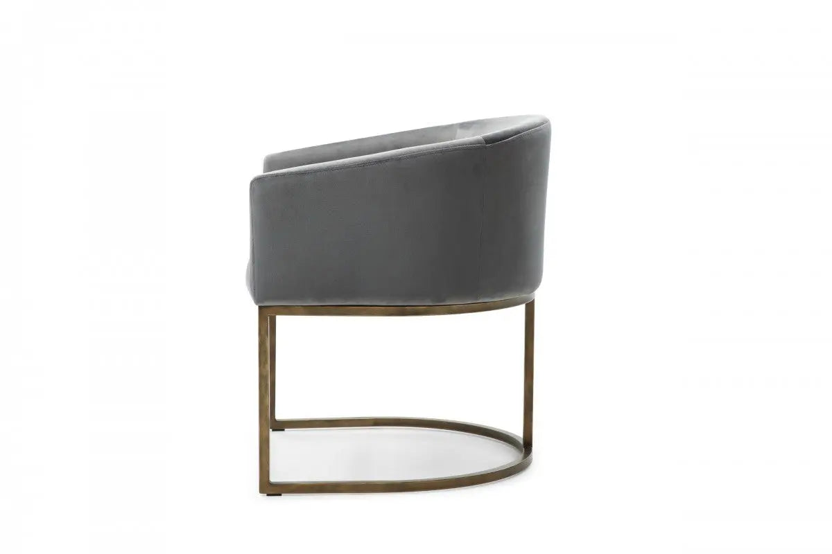 Gray Velvet Brass Modern Dining Chair-3