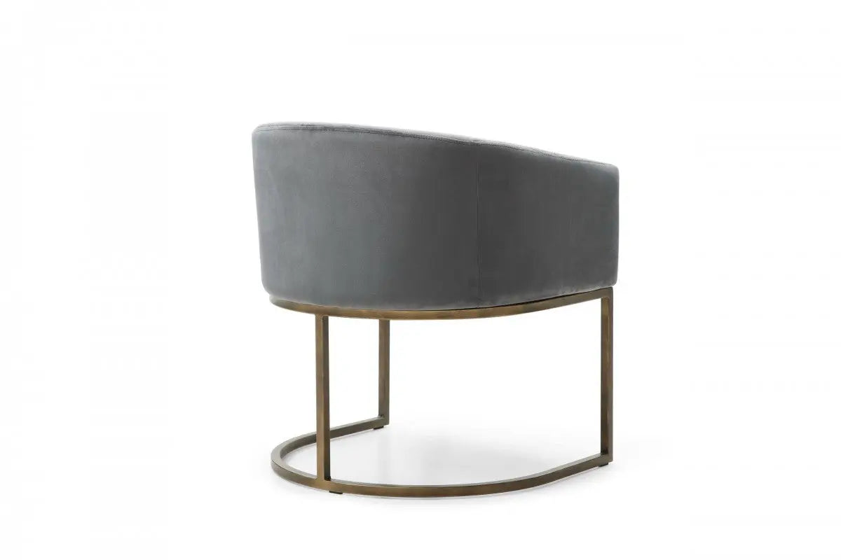 Gray Velvet Brass Modern Dining Chair-4