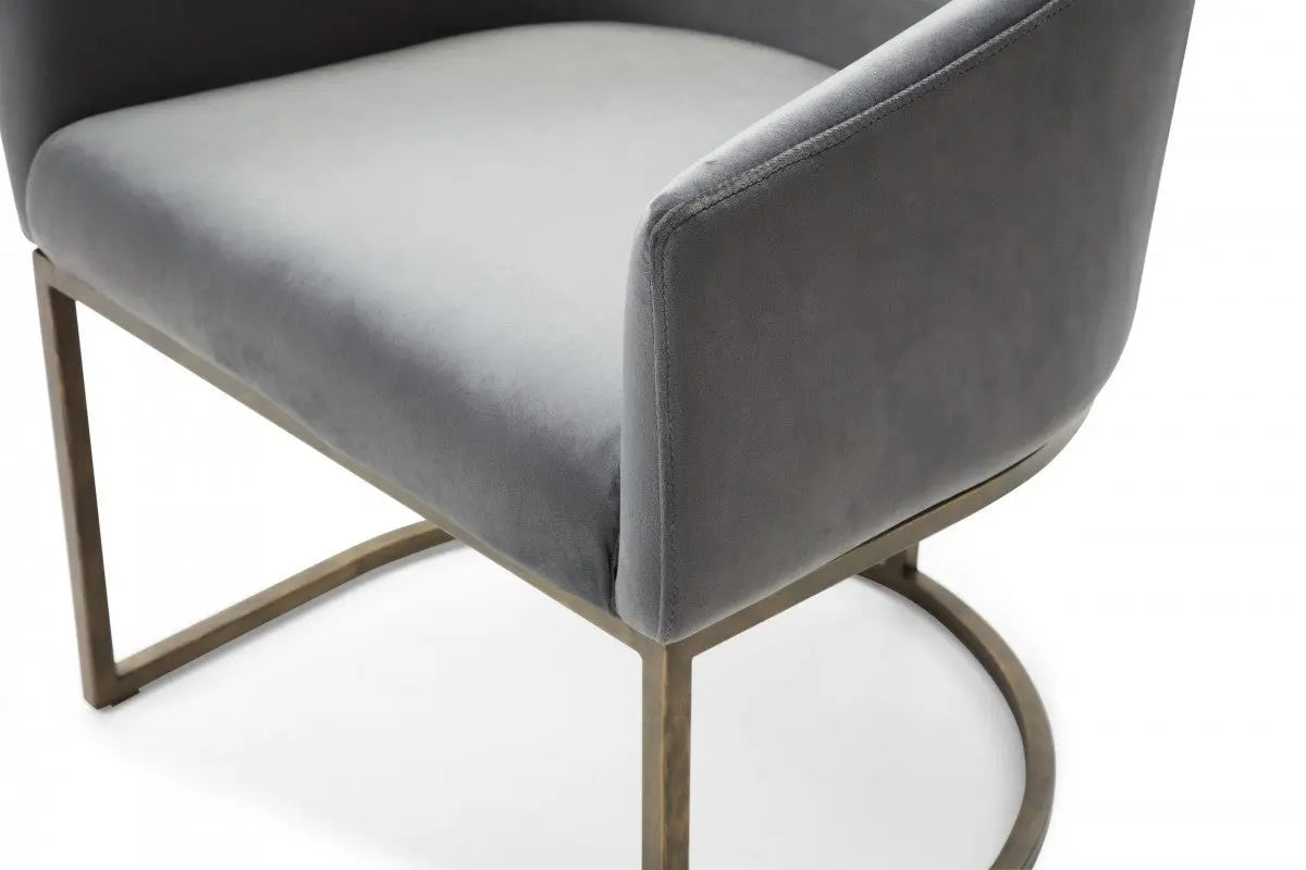 Gray Velvet Brass Modern Dining Chair-5