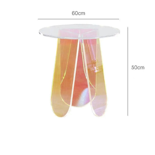 Glass Coffee Table Side Rainbow Acrylic Round Table - Londecor