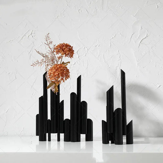 Simple Modern Creative Ornament Black Metal Flower Set Londecor