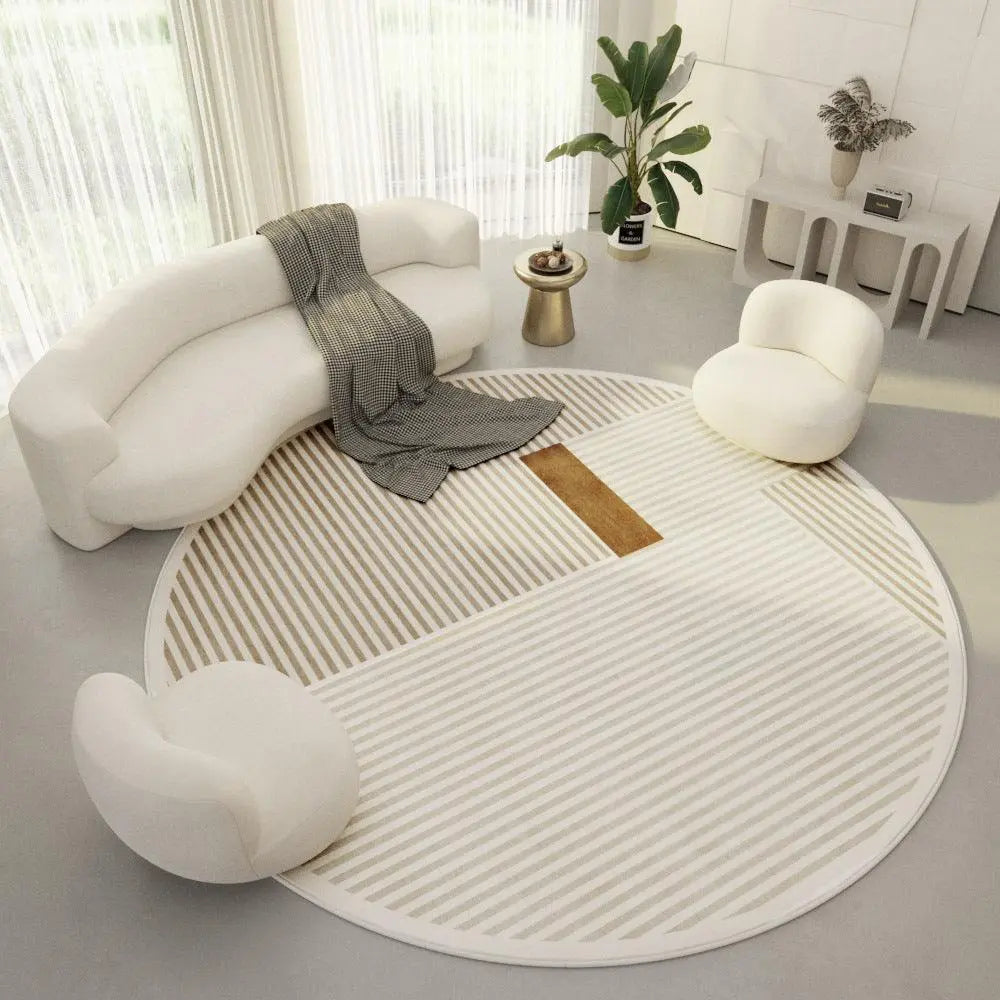 Cream Simple Round Carpet - Londecor