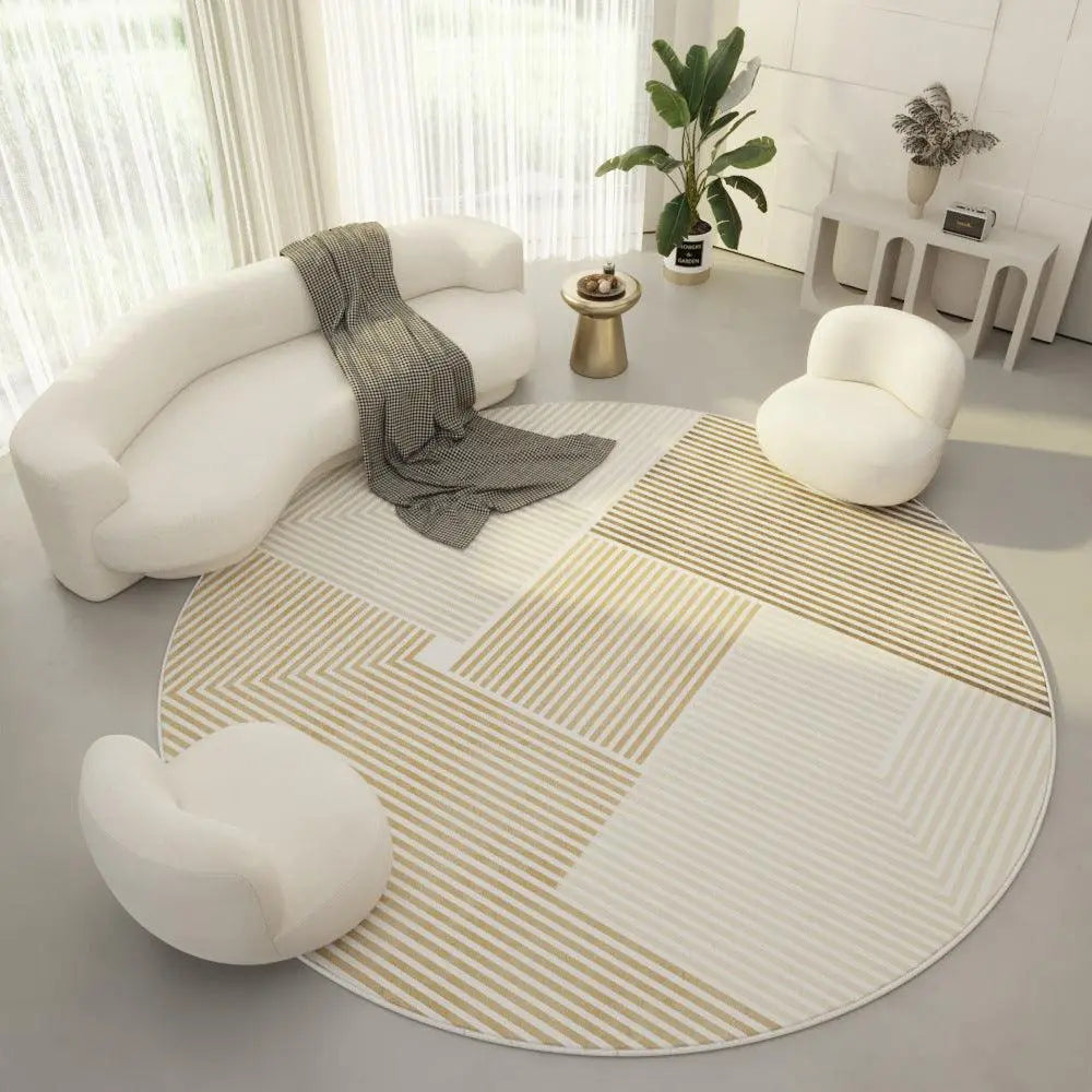 Cream Simple Round Carpet - Londecor