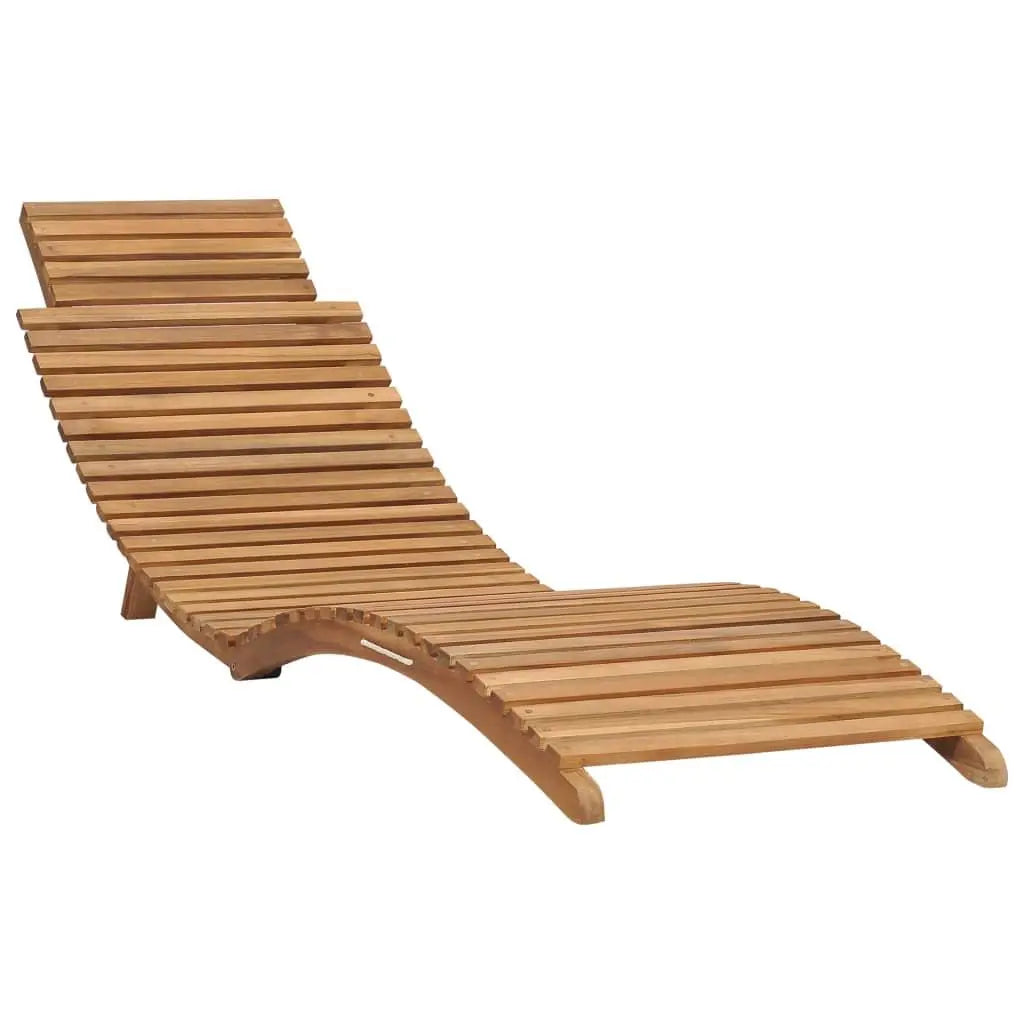 Folding Sun Lounger with Table Solid Teak Wood Londecor