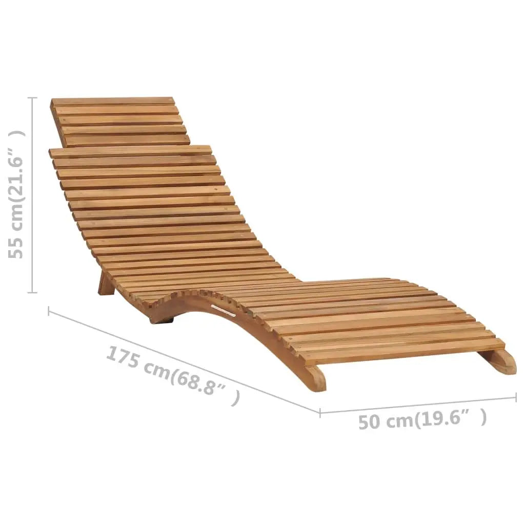 Folding Sun Lounger with Table Solid Teak Wood Londecor