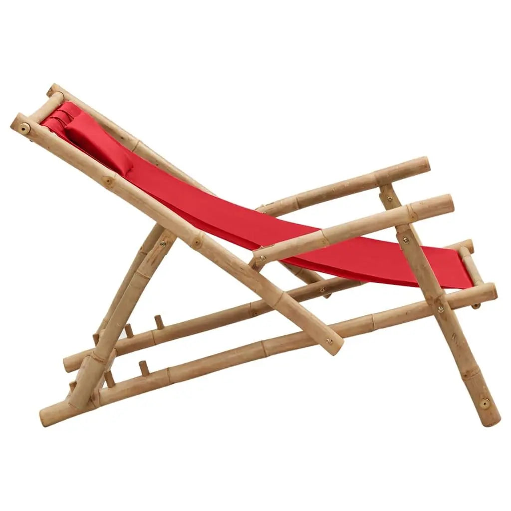 Deck Chair Bamboo and Canvas Red Londecor