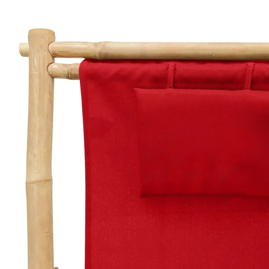 Deck Chair Bamboo and Canvas Red Londecor