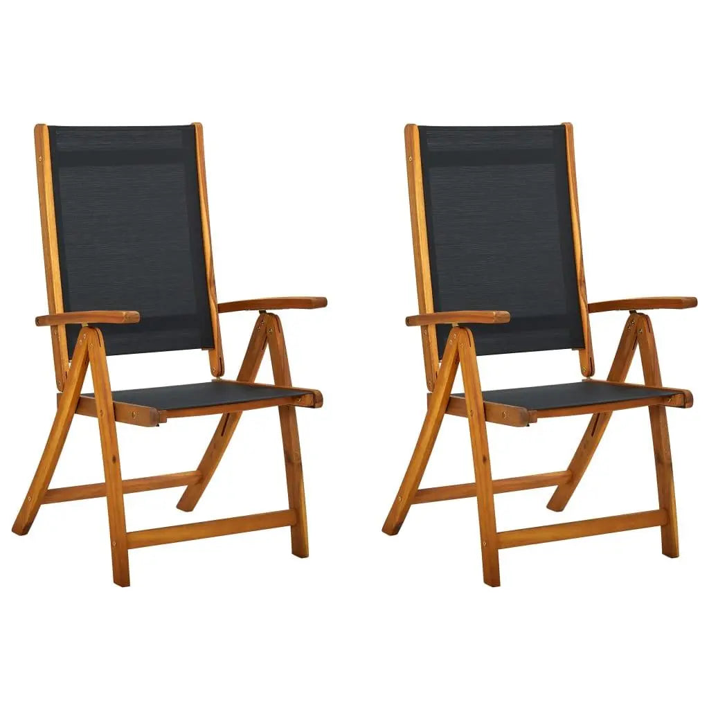 Folding Garden Chairs 2 pcs Solid Acacia Wood and Textilene - Londecor
